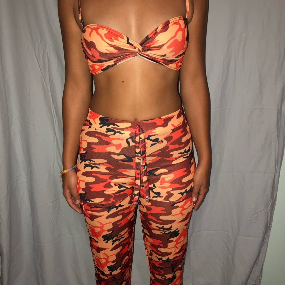Orange camoflauge two piece set